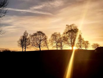 Silhouette bare trees against sky during sunset