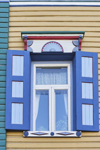 Traditional window of historical merchant house 19th century, kazan, russia.