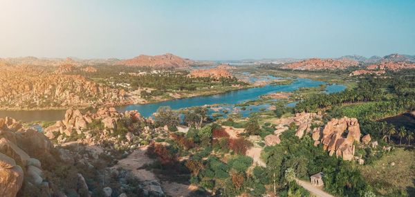 Panoramic view of lake against sky