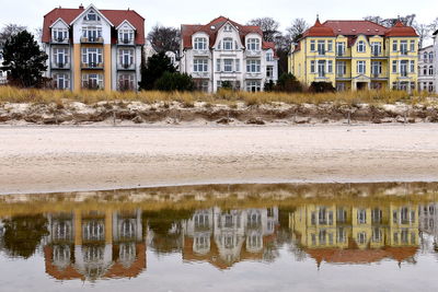 Reflection of buildings on lake