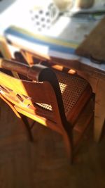 Close-up of guitar on table