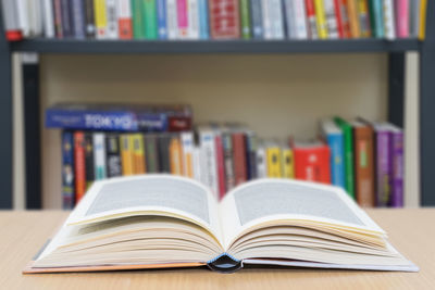 Close-up of books on table