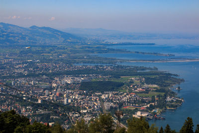 High angle view of townscape against sky