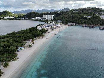 High angle view of beach against sky