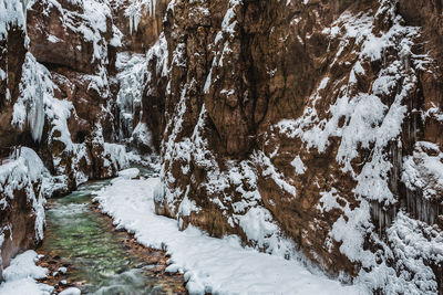 Partnach gorge in winter, bavaria germany.