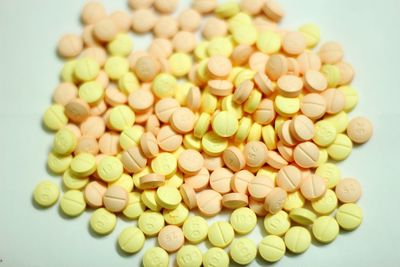 Close-up of beans against white background