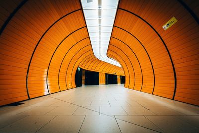 Interior of illuminated underground walkway