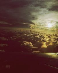 Scenic view of cloudscape seen through airplane window