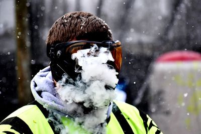 Portrait of man in snow