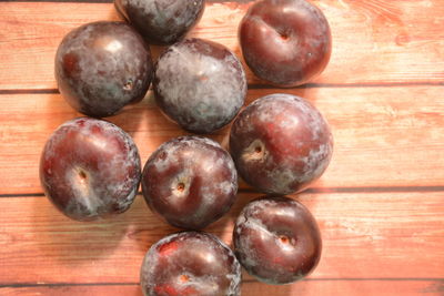 High angle view of fruits on table