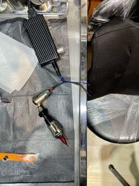 High angle view of paintbrushes on table