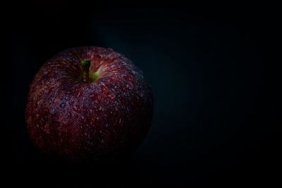 Close-up of apple against black background