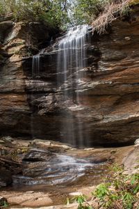 View of waterfall in forest