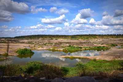 Scenic view of lake against sky