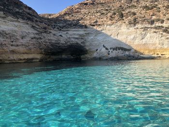 Scenic view of sea and rock formation