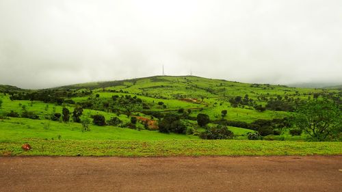 Scenic view of land against sky