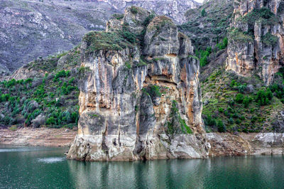 Rock formation on water in granada, spain