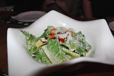 Close-up of salad in plate on table