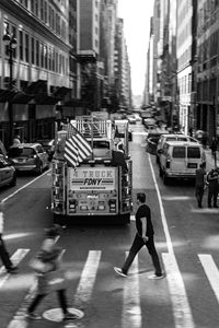 People walking on city street