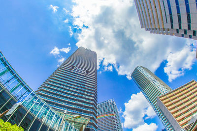 Low angle view of modern buildings against sky