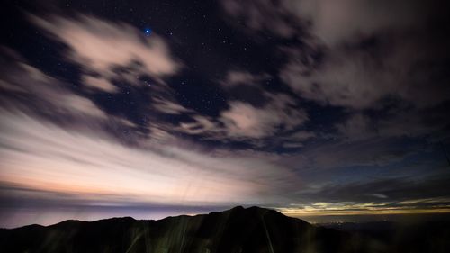 Scenic view of dramatic sky at night