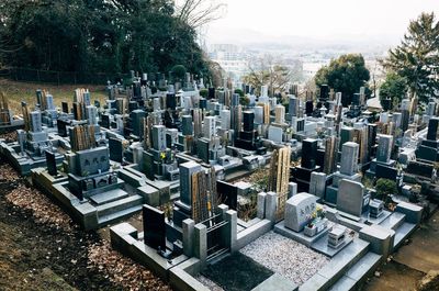 Aerial view of cemetery