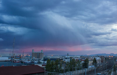 Panoramic view of city and buildings against sky