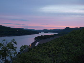 Scenic view of sea against sky at sunset