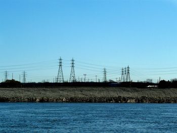 Electricity pylon against blue sky