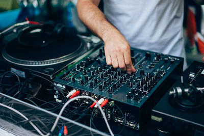 Close-up of dj using turntable