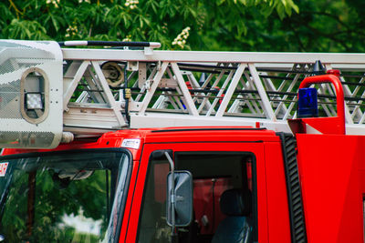 Close-up of red vintage car