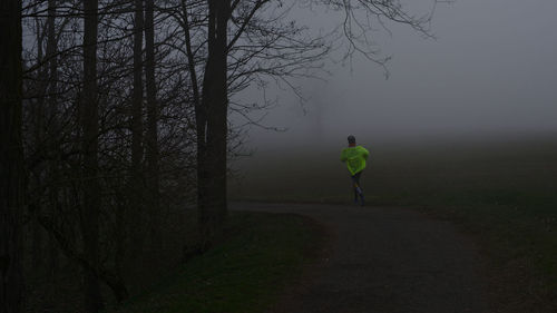 Full length rear view of man in forest