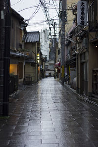 Empty alley amidst buildings in city