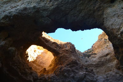 Low angle view of rock formation in cave