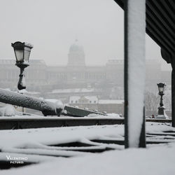 Buildings in city during winter