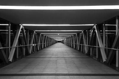 Illuminated empty elevated walkway