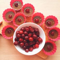 Close-up of cherries in bowl