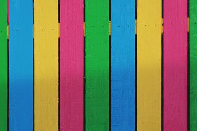 Full frame shot of colorful wooden fence