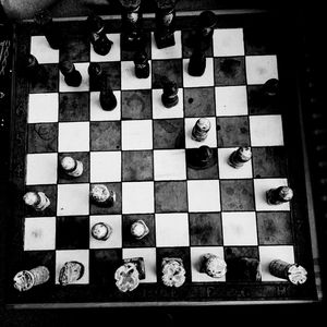 High angle view of chess board