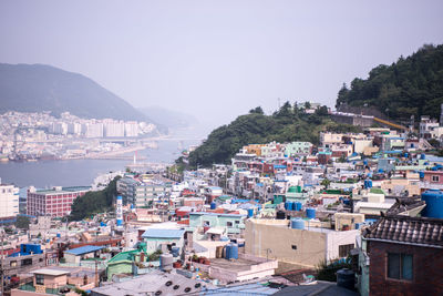 High angle view of town