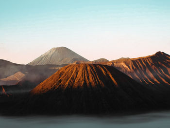 View of volcanic mountain range