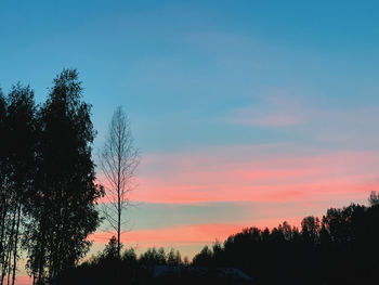 Low angle view of silhouette trees against sky at sunset