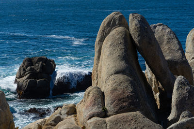 Rock formation on beach