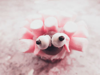 Close-up of marshmallow cupcake on table