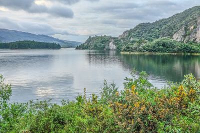 Scenic view of lake against sky