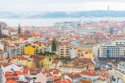 Aerial view of townscape against sky