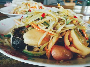 Close-up of food served in plate