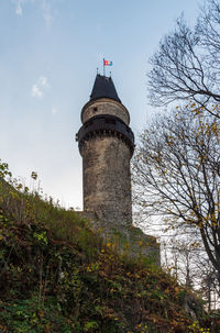 Low angle view of lighthouse against sky