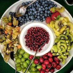 High angle view of fruits in bowl