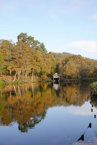 Scenic view of lake against sky